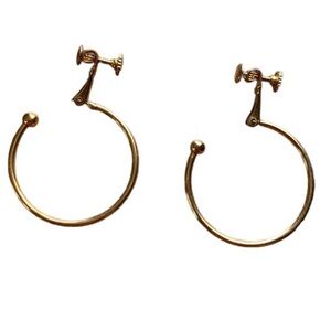 Vintage NAPIER Gold Plated Hoop Clip on Earrings Women’s Jewelry